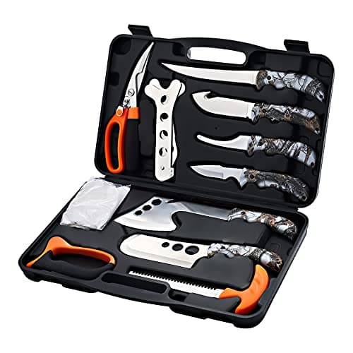 Portable Butcher Game Processor Set, 12 Pieces KNINE OUTDOORS Hunting Deer Knife Set Field Dressing Kit B099QTQ98L