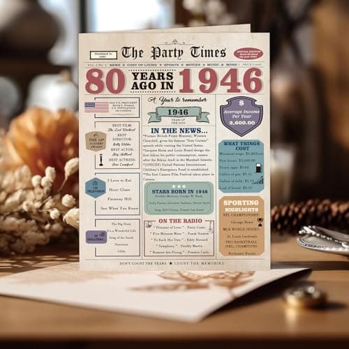 80th Birthday Card Gifts for Men Women, Retro Gifts for 80 Year Old Man Woman, 80th Birthday Decorations for Grandpa Grandma