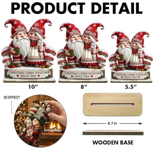 Love Signal Personalized 3D Effect Growing Old Together Christmas Plaque, Custom Wooden Sign Gift For Couples, Christmas Gifts For Parents, Grandparents, Anniversary Marriage Gift for Husband Wife 02