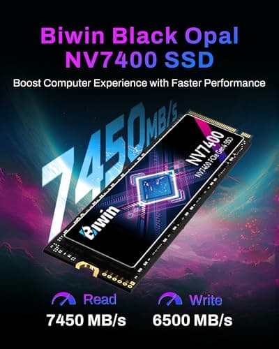BIWIN Black Opal NV7400 1TB SSD Gen4x4, Read Speed up to 7450MB/s, NVMe M.2 2280 PCIe 4.0 Internal PC Solid State Drive for Laptop/Desktop/PS5