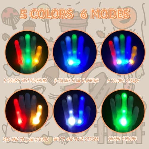 LED Gloves Boys Cool Toys Age 8-12 Year Old, 6 Modes Flashing Light Fun Toys for Kids, Parties & Gifts for 8 9 10 11 12 Year Old Girls Boys Birthdays Christmas Stocking Stuffers