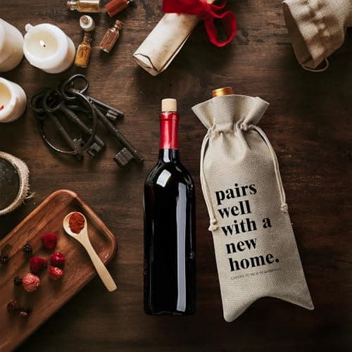 DOI-LANEE Housewarming Wine Bag for Homeowner, New Home Gifts Bag for Women, Welcome To The Neighborhood Gift for Neighbor, Homeowner Realtor Gifts, Pairs Well with A New Home