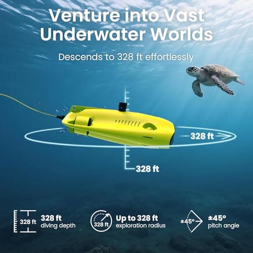 Underwater Drone, Mini S submarine drone with 4K+EIS Image Stabilization Camera for Real-Time Viewing Depth & Temperature Data, Direct-Connect Remote Controller, Dive to 330ft Underwater, Portable ROV