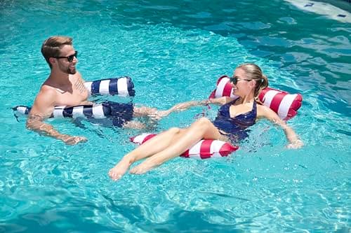 Aqua Original 4-in-1 Monterey Hammock Pool Float & Water Hammock – Multi-Purpose, Inflatable Pool Floats for Adults – Patented Thick, Non-Stick PVC Material – Navy