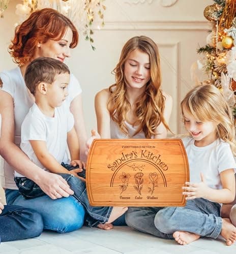 Personalized Christmas Gifts for Women, Customized Gifts for Mom – Custom Cutting Board for Mom or Grandma, Birthday, Christmas Gift Idea from Son, Daughter, Grandkids
