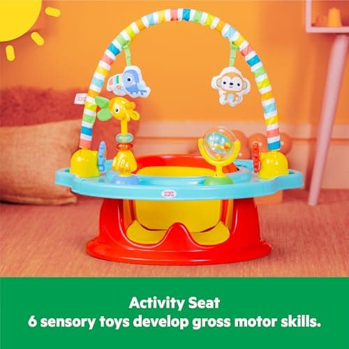 Bright Starts 3-in-1 SuperSeat Playful Paradise, Baby Activity Seat with Toys, Snacking Tray, Booster Seat, BPA Free Tray, Unisex, 6 Months +
