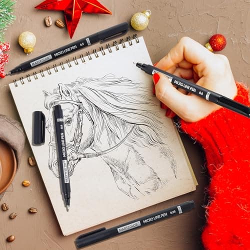 MARTCOLOR Micro Pen Fineliner Pens, 10 Size Fine Point Archival Black Ink Pens, Waterproof Multiliner Pen for Artist Illustration, Sketching, Art Drawing, Anime, Manga, DIY Gifts Projects