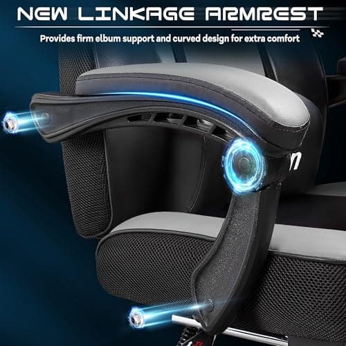 Gaming Chair for Adult, Computer Chair with Footrest Video Game Chair Big and Tall Gaming Chair with Massage Lumbar Support, Adjustable Height and 360° Swivel Seat(Grey)