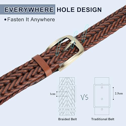 BELTROAD Braided Leather Belt for Men Casual Jeans Golf, Men's Leather Woven Alloy Buckle Hand Braided Belts Gift for Men