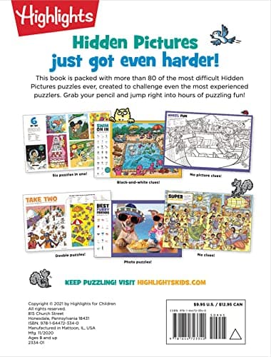 The Hardest Hidden Pictures Book Ever: Ultra-Challenging Brain Games for Kids Ages 8-12, Advanced Seek and Find Puzzles Book with Over 1,500 Hidden Objects to Find (Highlights Hidden Pictures) 1644723344