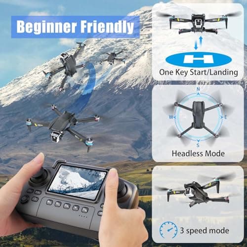 Brushless Drone With Camera For kids And Beginner, Toy Drones With Screen On Controller, No Phone Needed, Entry-level Drone For Kid 8-12 With Auto Hover, Easy to Fly, One Click Take Off/Land, No FAA, Under 249g, 2 Batteries, SD Card