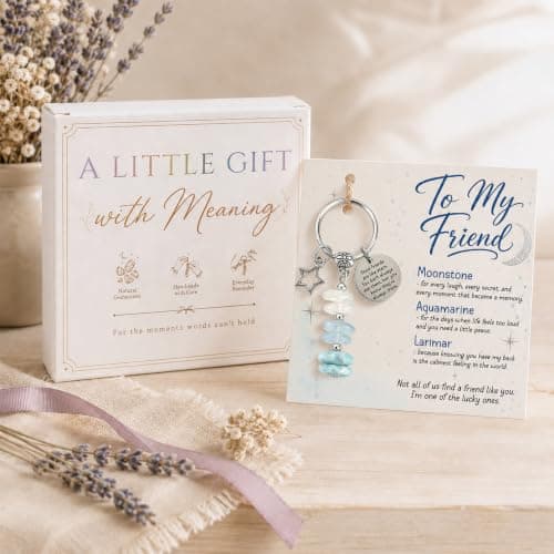 Made With 3 Types Of Genuine Stone Beads And Stainless Steel Ring, Lightweight 2.43 Inch Keychain, Includes Sentimental Card 2.43 Inch Crystal Keychain Gifts For Women, Friend, Coworker, Daughter, Mom B0H5WQWGNL