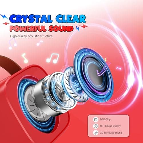 Mini Karaoke Machine Toys Gifts: Kids Toys Christmas Birthday Gifts for 4 5 6 7 8 9 Years Old Girl Boy Stocking Stuffers LED Portable Bluetooth Speaker with 2 Wireless Microphone Girl Gift Age 3-12+