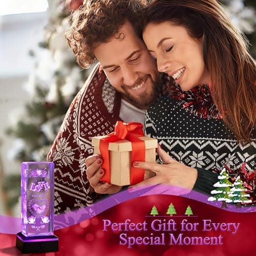 3D Love Crystal Night Light Gifts for Him Her Boyfriend Girlfriend Birthday Christmas, Romantic Love Crystal Lamp Wedding Anniversary Birthday Gift for Women Men Couples Wife Husband