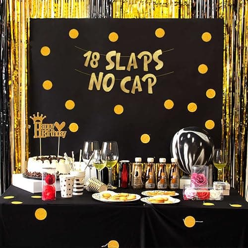 18 Slaps No Cap Gold Glitter Banner - 18th Birthday Party Supplies, Ideas, Gifts and Decorations