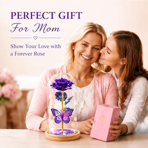 QUNPON Mothers Day Rose Gifts for Mom Flowers Rose Gifts for Women,Birthday Gifts for Women,Purple Butterfly Flowers for Mom Mother Day Flower Gifts from Daughter Son,Gift for Sister,Her,Grandma,Wife
