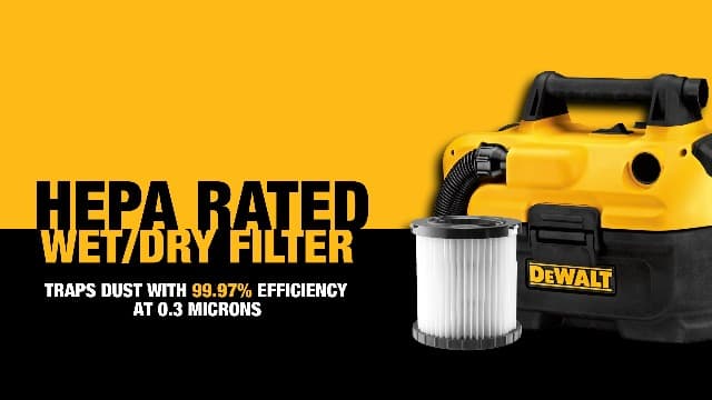 DEWALT 20V MAX Cordless Shop Vac, Wet Dry Vacuum Cleaner, Portable 2 Gallon Wet Dry Vac, Strong Suction Shop Vacuum with Hepa Filter, Tool Only (DCV580H)