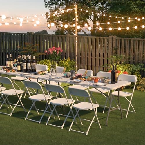 White Folding Chairs 2 Pack, Plastic Folding Chairs Outdoor Indoor, 350lb Capacity, Portable Event Chair, Lightweight Folding Chair, for Events Office Wedding Party Rental Picnic Patio