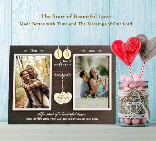 Anniversary Wedding Gifts for Couple Parents Wife Husband, Then & Now Anniversary Picture Frames(3 Options)