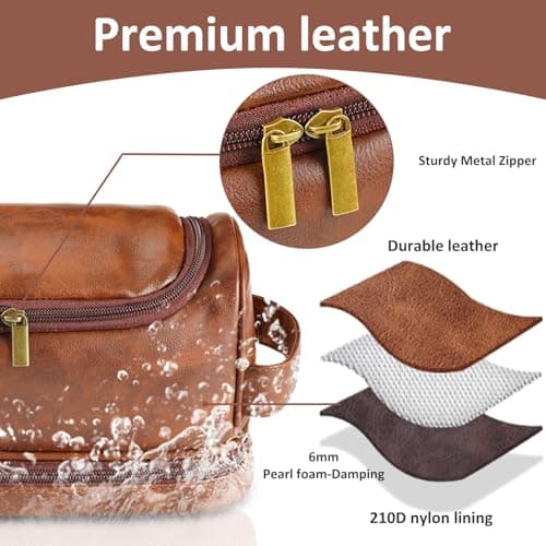 Sparklove Personalized Leather Toiletry Bag for Men, Custom Shaving Bags, Engraved Monogrammed Travel Bag, Birthday Gifts for Boyfirends, Groomsmen, Dad, Son Husband Father's Day, Wedding, Anniversay