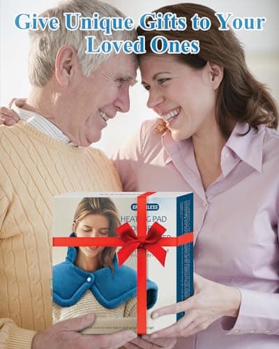 Heating Pad for Neck and Shoulder, Birthday Gifts for Men Dad Husband, Electric Weighted Heat Pad for Back Pain Relief, Anniversary Christmas Gifts for Women Mom, Blue