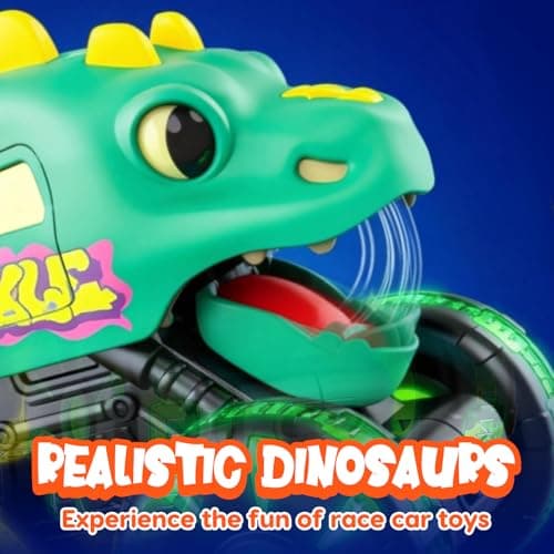 LED Wheels Dino Truck Toys for Toddler Boys Girls Gifts, Dinosaur Cars for 2 Year Old Boy Christmas Birthday Gifts Monster Truck Toys Dinosaur Cars, Press and Go Light Up Cars for Toddlers B0F5PVJJ9J
