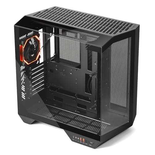 darkFlash Full-Tower ATX Gaming PC Case, Vertical GPU Mounting, Back Plug-in Motherboard, Dual-Chamber, Panoramic Glass, Up to 2 x 360mm Radiators, RTX 40 Compatible(DY470) (1 PWM ARGB Fans, Black)