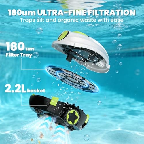 Y20 Robotic Pool Cleaner, Cordless Pool Vacuum for Above Ground & Inground Flat Pools with Dual Motors, 120 Min Runtime, Auto-Parking, Powerful Pool Vacuum Robot for Up to 1100 Sq.Ft