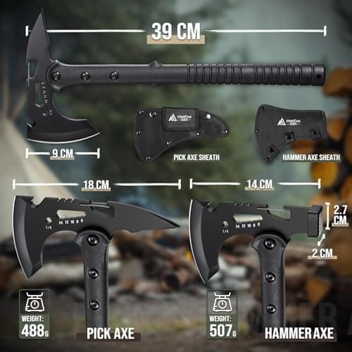 Freelander Tactical Axe 2 Pack, Sharp Tomahawk with Sheath, Portable Tomahawk with Clip and Bottle Opener, Durable Survival Hatchet for Emergency, Hiking and Camping, for Men Women
