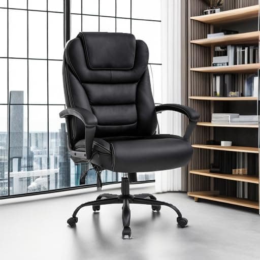 BestMassage Big and Tall Office Chair 500lbs Wide Seat Ergonomic Desk Chair with Lumbar Support Arms High Back PU Leather Executive Task Computer Chair for Heavy People Women,Black