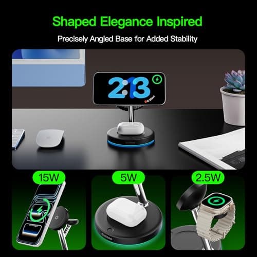 2026 3 in 1 Charging Station for Apple Compatible with Magsafe Charger Stand for iPhone 17 16 15 14 13 12 Wireless Charging Station for AirPods Wireless Charger for iWatch Series
