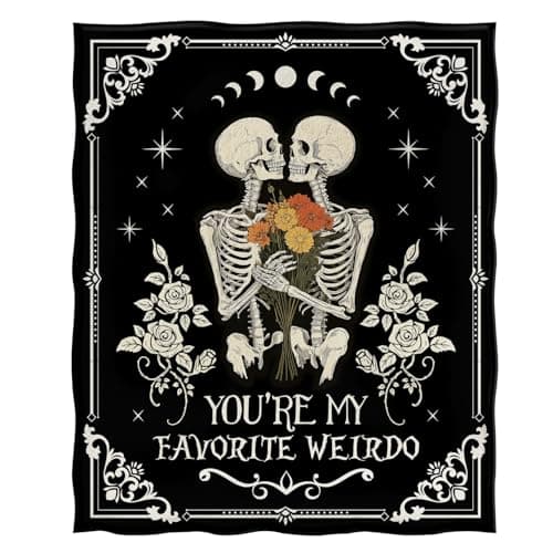Jekeno Skull Blanket Gifts for Women Men, Rose Skull Throw Blankets Birthday Gifts for Boyfriend Girlfriend Wife Husband Couple, Valentine's Wedding Anniversary Day Gifts Ideas for Him Her