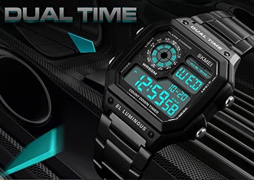 FANMIS Men's Luxury Digital Quartz Waterproof Wrist Watches Dual Time Countdown Alarm Stopwatch Backlight Multi-Function Watch