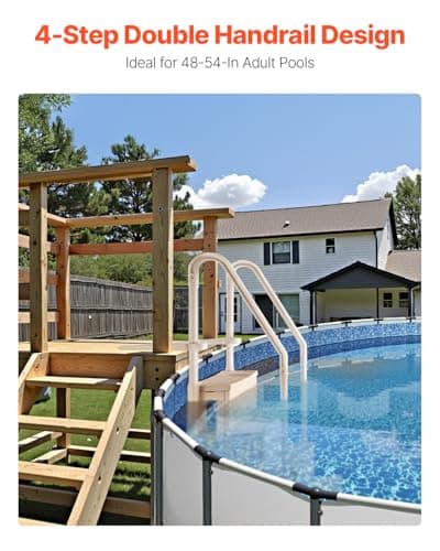 VEVOR Swimming Pool Ladder, 4-Step Double Handrails Stairs with Non-Slip Heavy Duty Steps, Max Load Capacity 400 lbs, for 48-54 in Inground & Above-Ground Pools of Any Decking Surface, Taupe