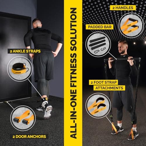 Tube Resistance Bands for Working Out Men and Women - Exercise Bands Resistance Bands Set, Resistance Band Bar, Handles, Ankle Straps, Foot Straps and Door Anchor