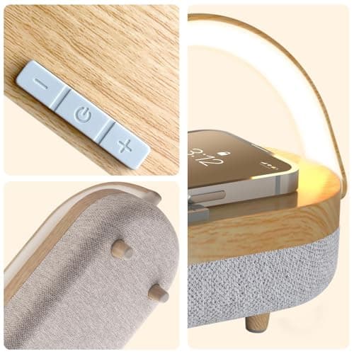 Nightstand Lamp with Wireless Charger,4 in 1 Touch Bedside Lamp Bluetooth Speaker,Portable Dimmable LED Night Light,Corporate Gifts Premium for Employees Clients,Birthday Gifts Women Wife Friend B0FJ1H1KCY