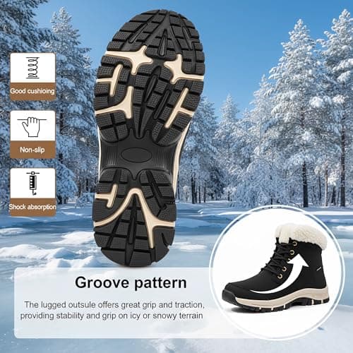 KVOW Women's Waterproof Insulated Winter Hiking Boots,Cute Snow Boots for Women Warm Comfortable Anti-Slip Ankle Boots for Outdoor Work,Walking & Cold Weather