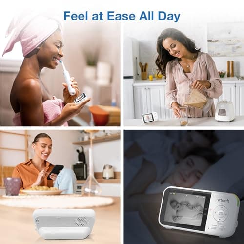 VTech Baby Monitor No WiFi – 19Hr Video Battery, 1000ft Range, Night Vision, Two-Way Talk, Temperature Sensor, Sound-Activated Screen, Lullabies | VM819