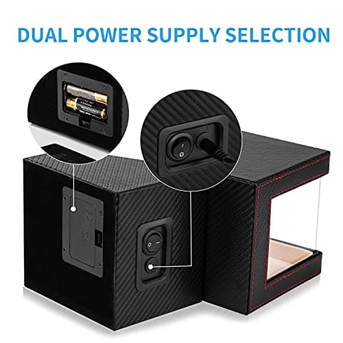 Efaithtek Automatic Single Watch Winder for Automatic Watches,Rotating Watch Case with Japanese Quiet Motor，AC Adapter or Battery Powered
