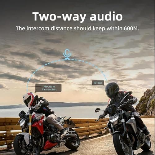 Motorcycle Bluetooth Headset Wireless Helmet 2-Way 400M Intercom Headphone with CVC Noise Cancellation Stereo Music IPX6 Waterproof for Half/Open Face Helmet 2 Pack
