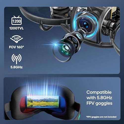 R8 ELRS Brushless Whoop Quadcopter, Ultralight 1S 80mm Micro FPV Drone BNF with 6 Port Battery Charger,2 Batteries Fly12 Mins for FPV Freestyle Racing Indoor Outdoor,FOV160°,Matrix G4 5IN1 FC,0802 20000KV Motor
