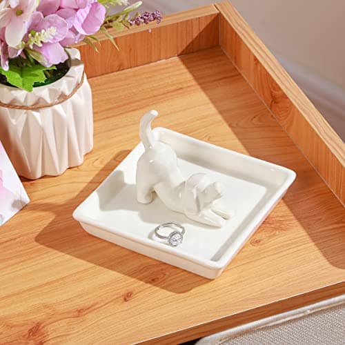 PUDDING CABIN Dog Mom Gifts for Women: Dog Lover Ring Holder Dish Jewelry Holder, Perfect for Mothers Day, Birthday, Wedding, Christmas