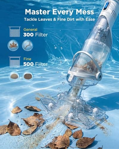 InoKraft Pool Vacuum for Above Ground Pool, Cordless Handheld Pool Vacuum for Inground Pools, Rechargeable Pool Cleaner with Powerful Suction up to 18.5 gallons/min, Ideal for Leaves, Debris, Blue