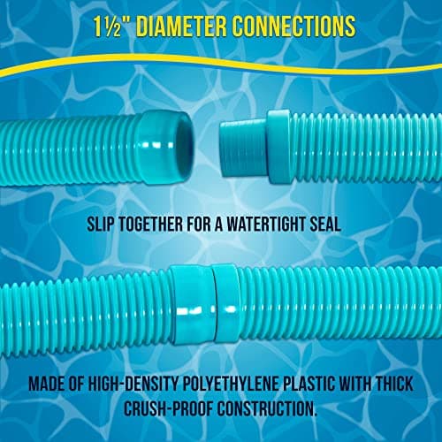 U.S. Pool Supply Pool Vacuum Hose, 8 Piece Pool Hose Set - 40" Teal Flexible Spiral Wound Connector Sections with 1.5" Male & Female Cuff Ends, Replacement Fits Most Inground Automatic Cleaner Brands