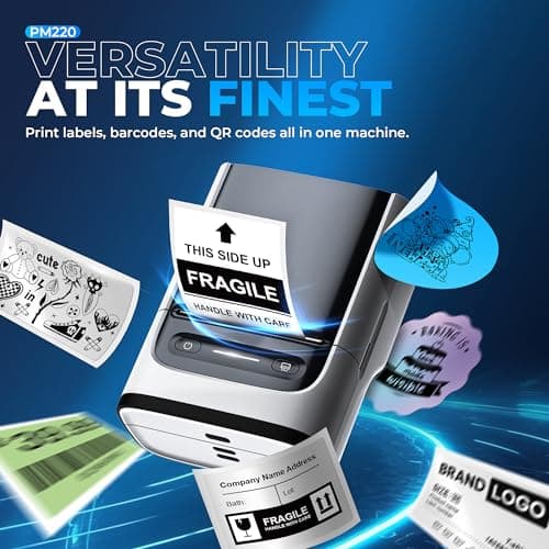 Nelko Label Maker Machine with Tape, PM220 Bluetooth Label Printer, 2 Inch Portable Thermal Printer for Small Business, Address, Logo, Clothing, Sticker Printer for iOS, Android & PC, White