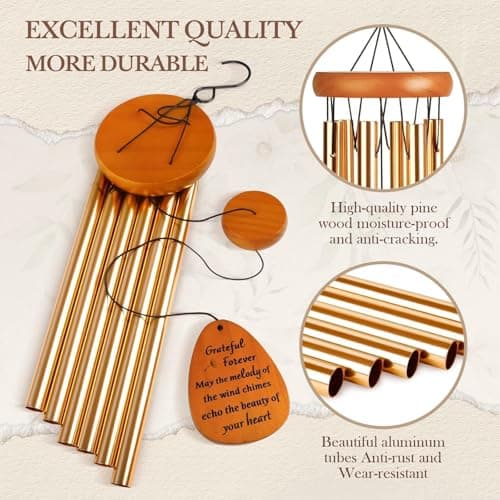 SteadStyle Thank You Gifts, Forever Grateful Wind Chime with Engraved Thanks Message, Thank You Gifts for Women, Friends, Family, Teachers, Coworkers, Employee Appreciation Gift