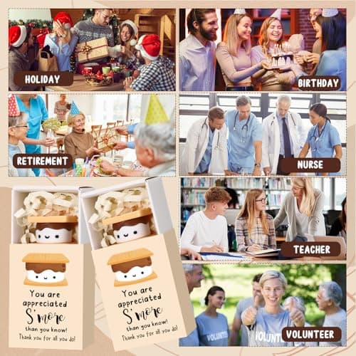 for Food Service Week Customer Service Week Vet Tech, Office Party Favor with Box, Thank You for Coworker Staff Team Teacher Wettarn 24 Sets Employee Appreciation Gifts S'more Gift Bulk, Marshmallow B0DLNH8JPN