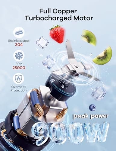 With 3 Portable Cups (1*24oz & 2*17oz), Peak Power 900W Single Serve Smoothie Maker for Kitchen, BPA-Free, Nutritious Recipe Ganiza Smoothie Blender, 14Pcs Portable Personal Blender Shakes & Smoothies B0DJM4QW9B