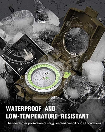 Eyeskey Multifunctional Military Sighting Navigation Compass with Inclinometer | Impact Resistant & Waterproof Compass for Hiking, Camping
