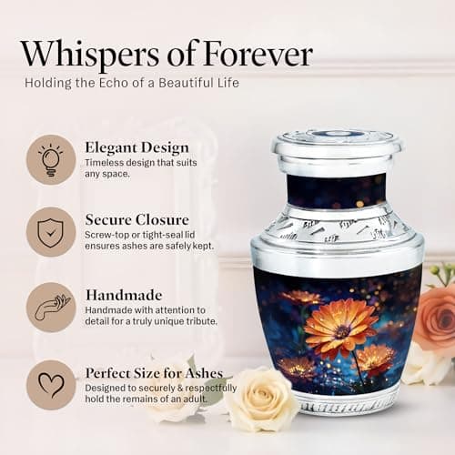 Blossom Decorative Urns For Human Remains - Funeral Urns For Adult Ashes Male - Memorial Gift For Loved Ones - Burial Urn For Men & Women Ash - Burial Urn - Small Keepsake 3 Inch - Pack Of 1 B0FT8QB28Q